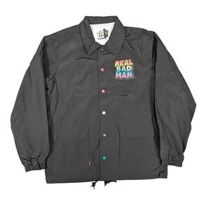 Real Bad Man Jacket Mens Large Coach Windbreaker Streetwear‎ Lightweight New